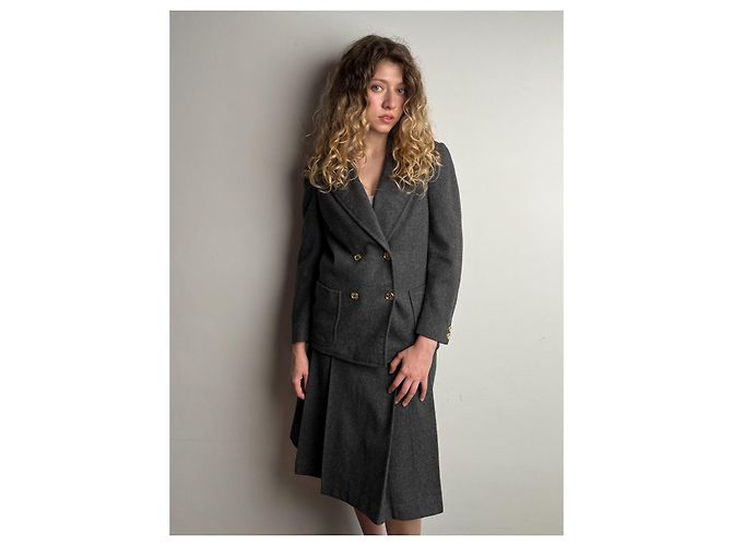 Conjunto de saia e blazer Céline em lã cinza - vista 3