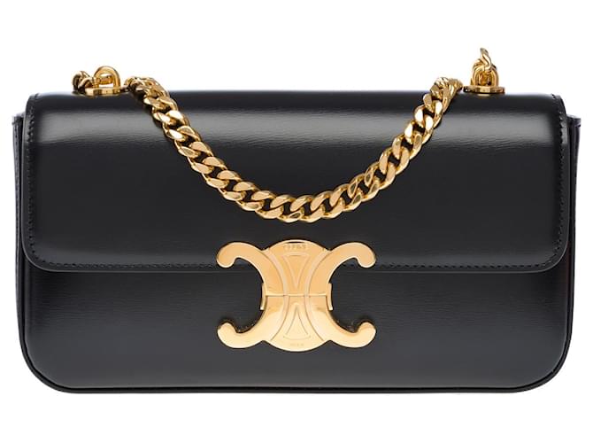Céline Borsa CELINE Triomphe in Pelle Nera - 102702 Nero - vista 3