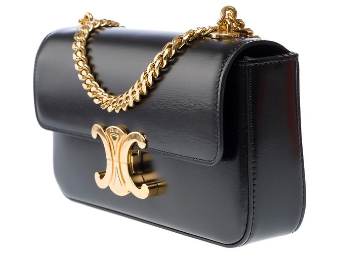 Céline Borsa CELINE Triomphe in Pelle Nera - 102702 Nero - vista 5