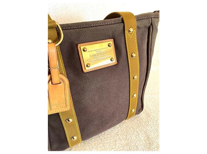 Louis Vuitton Antigua MM Tasche Braun Grün Canvas Khaki - Ansicht 4