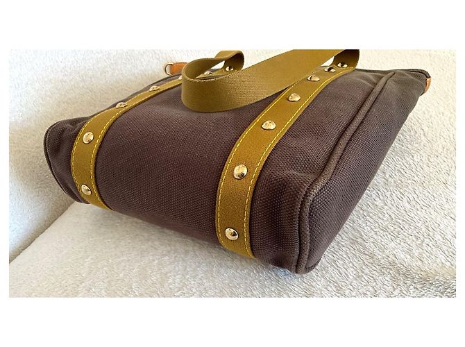 Louis Vuitton Antigua MM Tasche Braun Grün Canvas Khaki - Ansicht 7