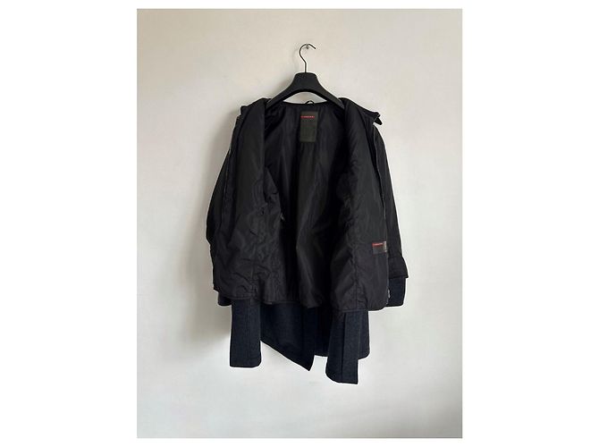 Abrigo doble de lana y nylon Prada negro - vista 11