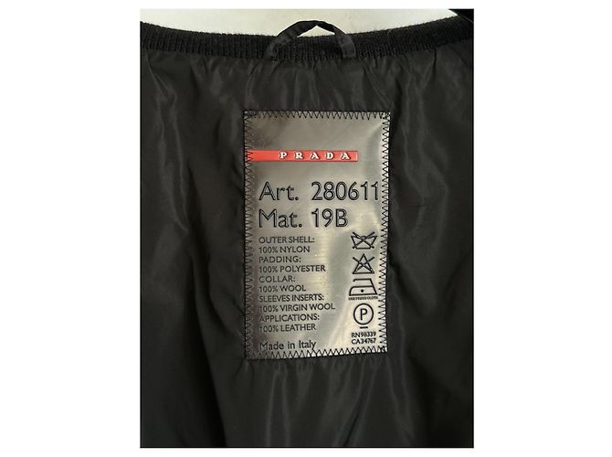 Abrigo doble de lana y nylon Prada negro - vista 12