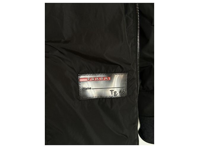 Abrigo doble de lana y nylon Prada negro - vista 13