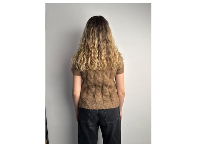 Prada Zip Strickpullover aus Wolle und Mohair Braun - Ansicht 4