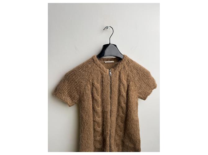 Prada Zip Strickpullover aus Wolle und Mohair Braun - Ansicht 5