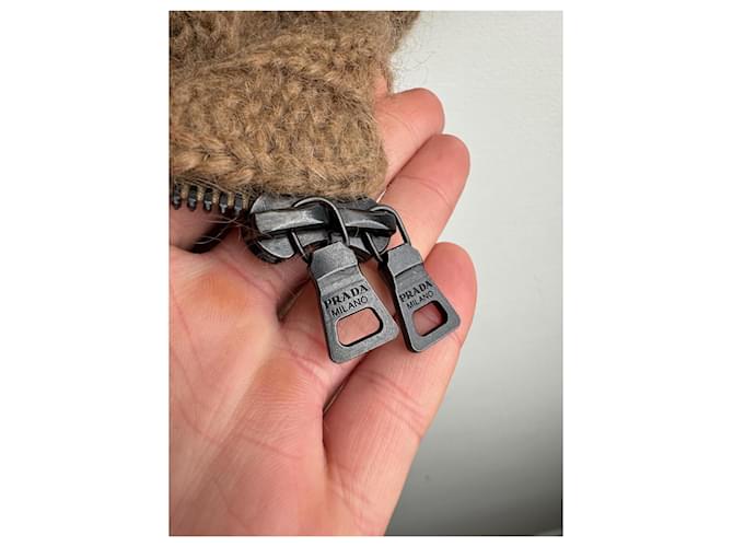 Prada Zip Strickpullover aus Wolle und Mohair Braun - Ansicht 7
