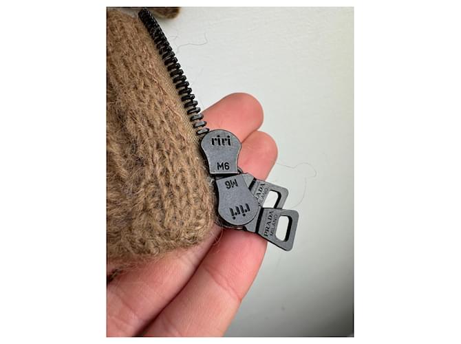 Prada Zip Strickpullover aus Wolle und Mohair Braun - Ansicht 8