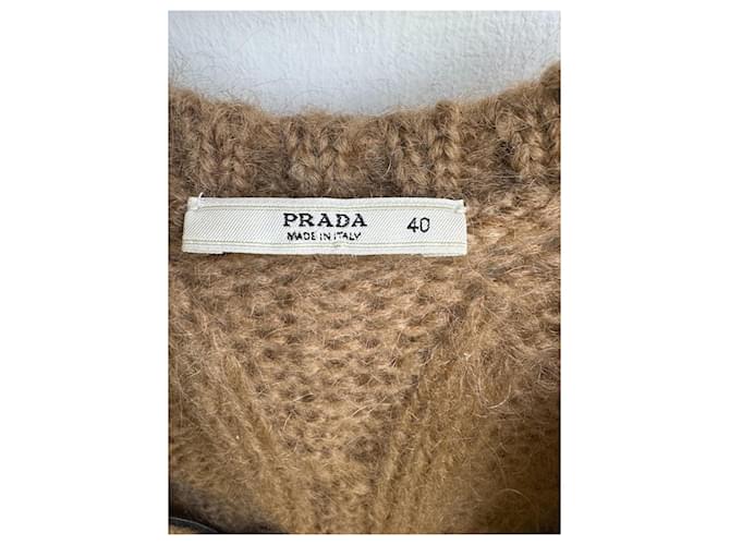 Prada Zip Strickpullover aus Wolle und Mohair Braun - Ansicht 9