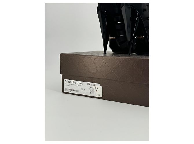 Gucci Gladiator Runaway Sandaletten mit Absatz Schwarz Stoff - Ansicht 12