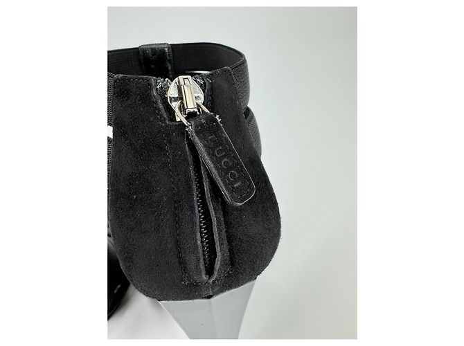 Gucci Gladiator Runaway Sandaletten mit Absatz Schwarz Stoff - Ansicht 6