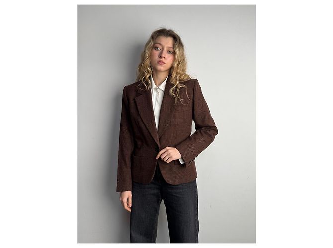 Blazer Icónico Yves Saint Laurent Marrón Lana Castaño - vista 2