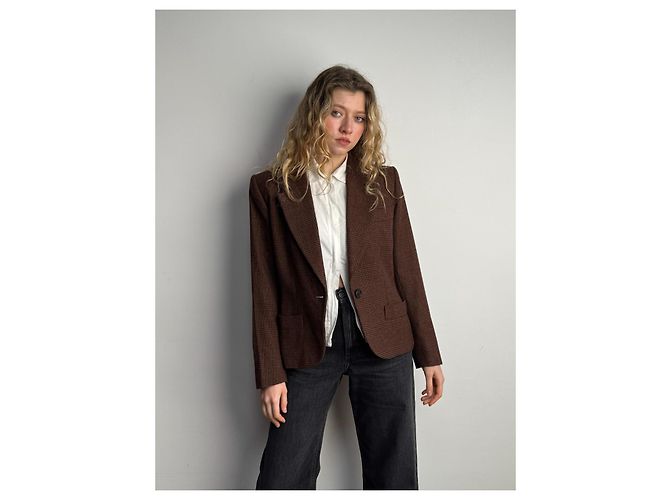 Blazer Icónico Yves Saint Laurent Marrón Lana Castaño - vista 3