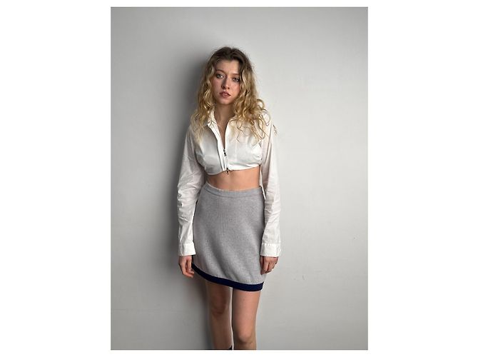 Falda Chanel de cachemira gris - vista 3