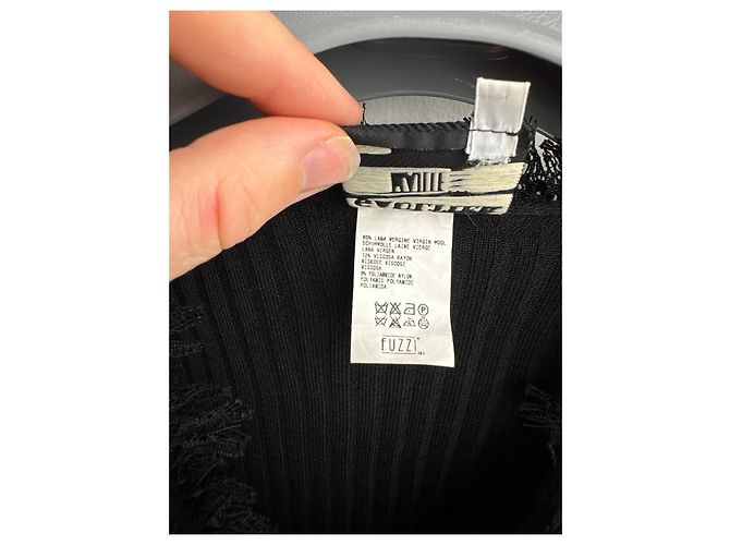 Jean Paul Gaultier Schwarzer Rippstrick Cardigan mit Spitzenbesatz - Ansicht 7