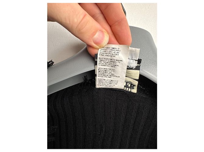Jean Paul Gaultier Schwarzer Rippstrick Cardigan mit Spitzenbesatz - Ansicht 8