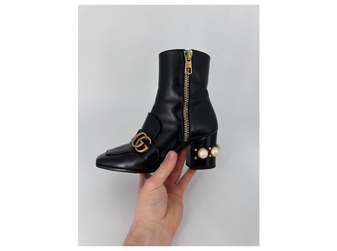 Stivaletti Gucci Marmont in pelle nera Nero - vista 12