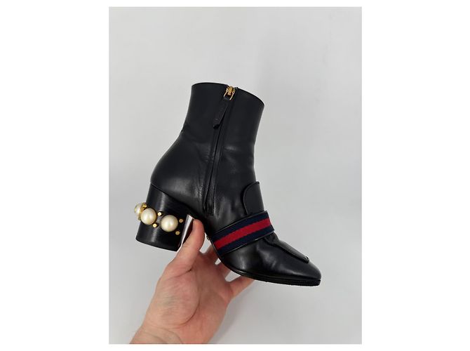 Stivaletti Gucci Marmont in pelle nera Nero - vista 13