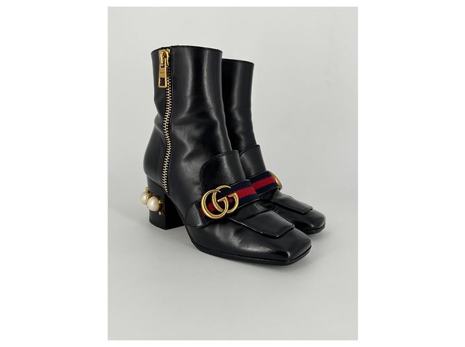Stivaletti Gucci Marmont in pelle nera Nero - vista 2