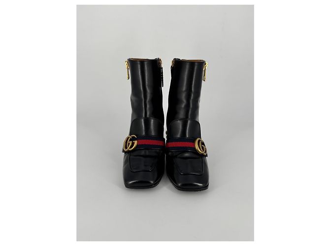 Stivaletti Gucci Marmont in pelle nera Nero - vista 3