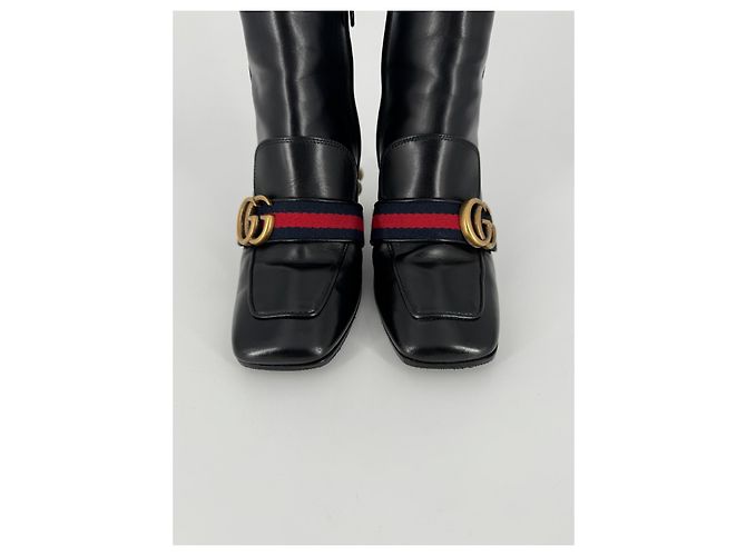 Stivaletti Gucci Marmont in pelle nera Nero - vista 4