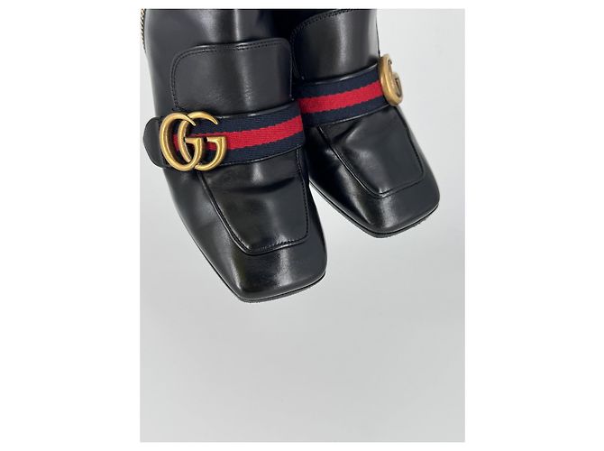 Stivaletti Gucci Marmont in pelle nera Nero - vista 5
