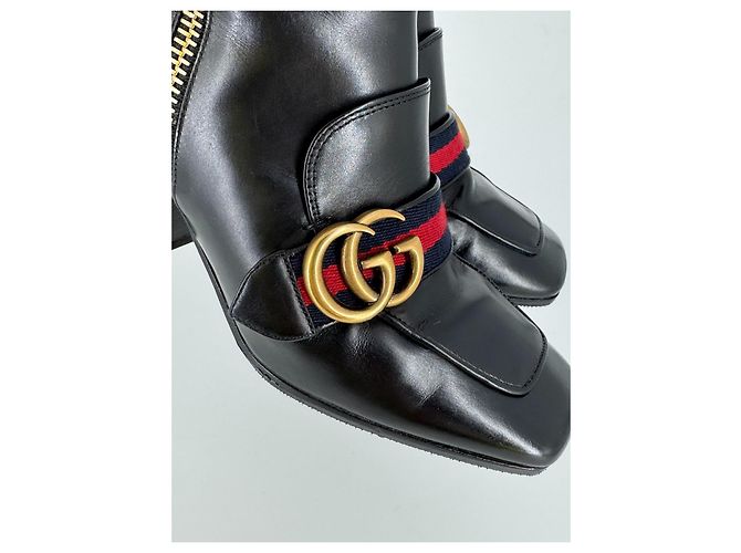 Stivaletti Gucci Marmont in pelle nera Nero - vista 6