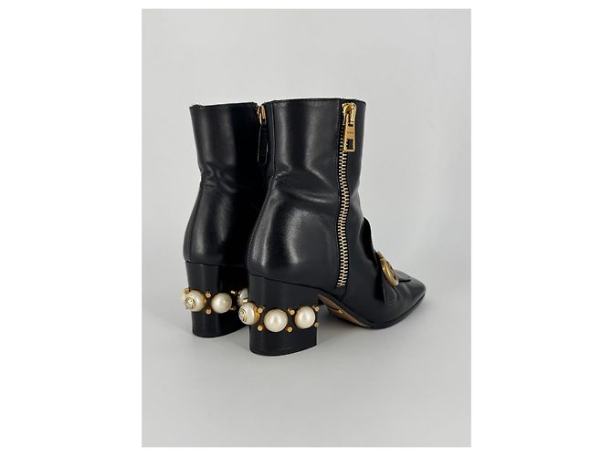 Stivaletti Gucci Marmont in pelle nera Nero - vista 7