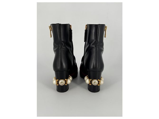 Stivaletti Gucci Marmont in pelle nera Nero - vista 8