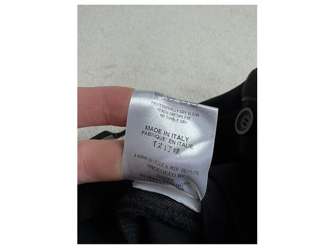 Calças Gucci de lã e couro preto com zíper - vista 10