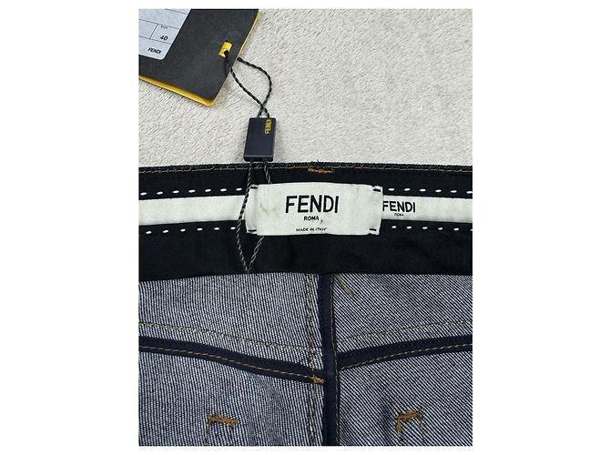 Fendi Pelzjeans Lammfell Navy Blau Marineblau - Ansicht 10