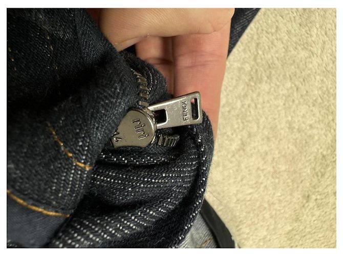 Fendi Pelzjeans Lammfell Navy Blau Marineblau - Ansicht 12