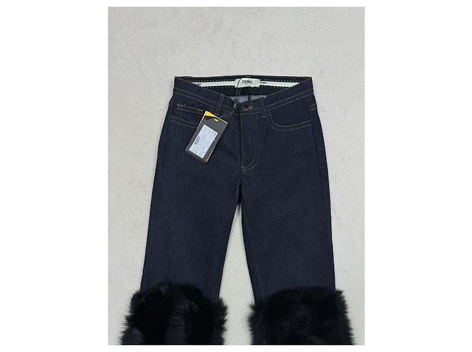 Fendi Pelzjeans Lammfell Navy Blau Marineblau - Ansicht 5