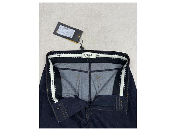 Fendi Pelzjeans Lammfell Navy Blau Marineblau - Ansicht 9