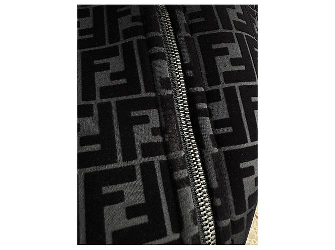 Fendi Felpa con Cappuccio FF Monogram Chenille Nera Nero - vista 18