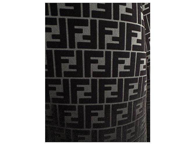 Fendi Felpa con Cappuccio FF Monogram Chenille Nera Nero - vista 5