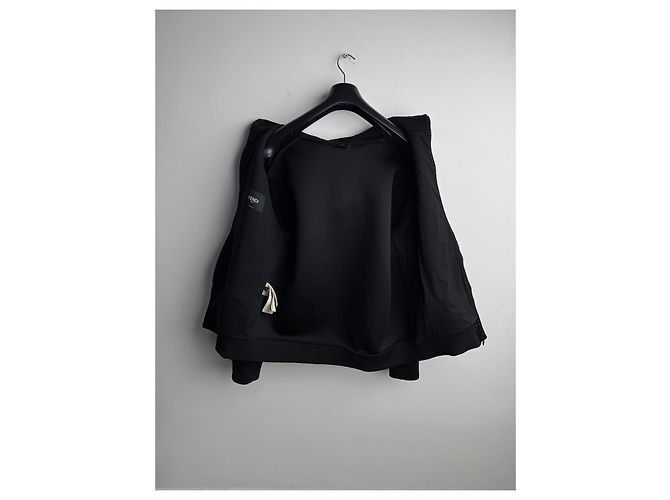 Fendi Felpa con Cappuccio FF Monogram Chenille Nera Nero - vista 7