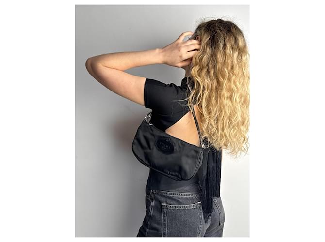 Borsa a spalla e pochette Prada nylon nera Nero - vista 2