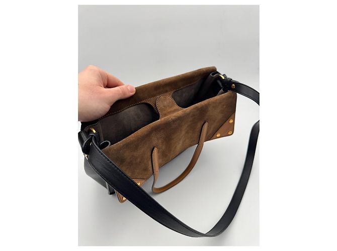 Borsa a tracolla Fendi Flip nera in pelle Nero - vista 13