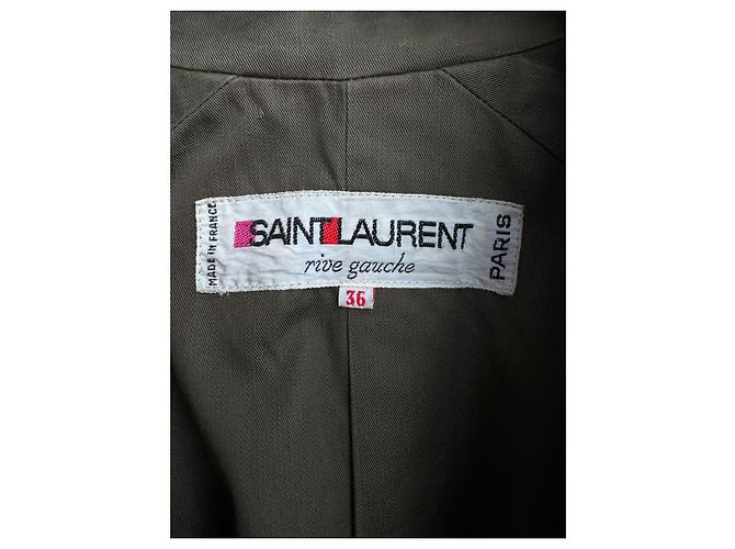 Trench coat militar Yves Saint Laurent Khaki de algodón Caqui - vista 12