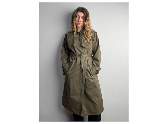 Trench coat militar Yves Saint Laurent Khaki de algodón Caqui - vista 2