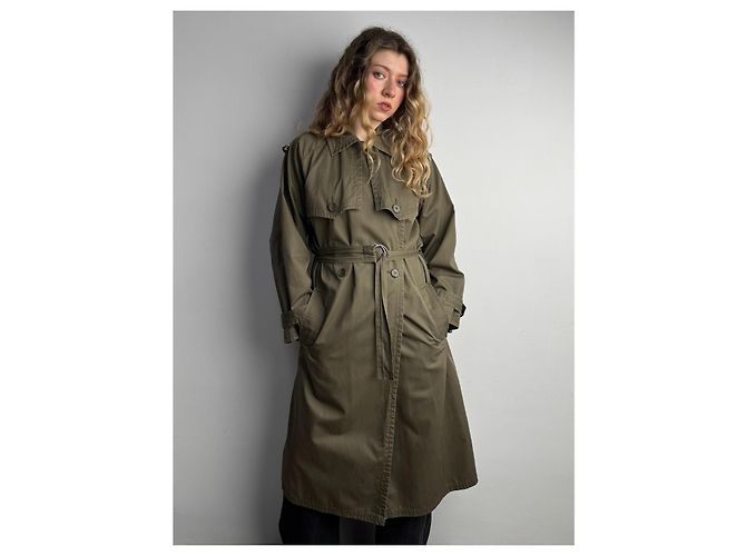 Trench coat militar Yves Saint Laurent Khaki de algodón Caqui - vista 3