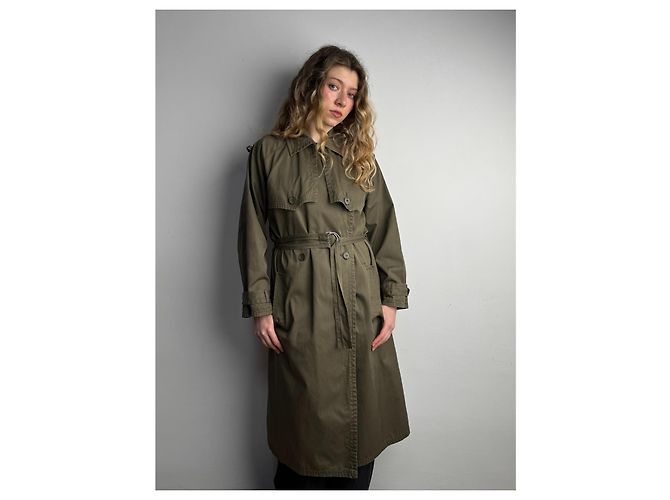 Trench coat militar Yves Saint Laurent Khaki de algodón Caqui - vista 4