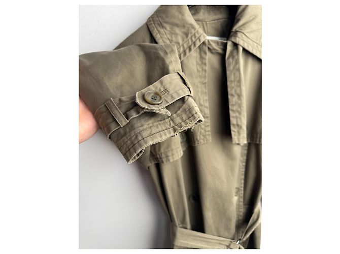 Trench coat militar Yves Saint Laurent Khaki de algodón Caqui - vista 6