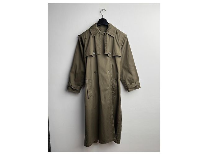 Trench coat militar Yves Saint Laurent Khaki de algodón Caqui - vista 9