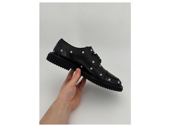 Derby Dior Homme in pelle ricamati a pois neri Nero - vista 10