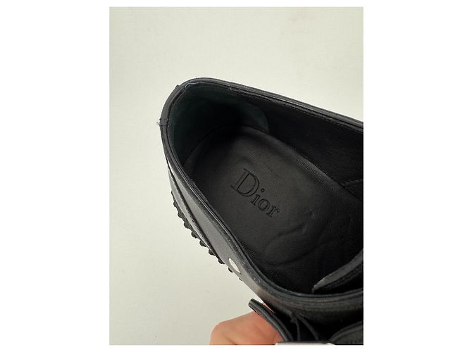 Derby Dior Homme in pelle ricamati a pois neri Nero - vista 12
