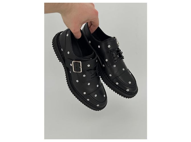 Derby Dior Homme in pelle ricamati a pois neri Nero - vista 13