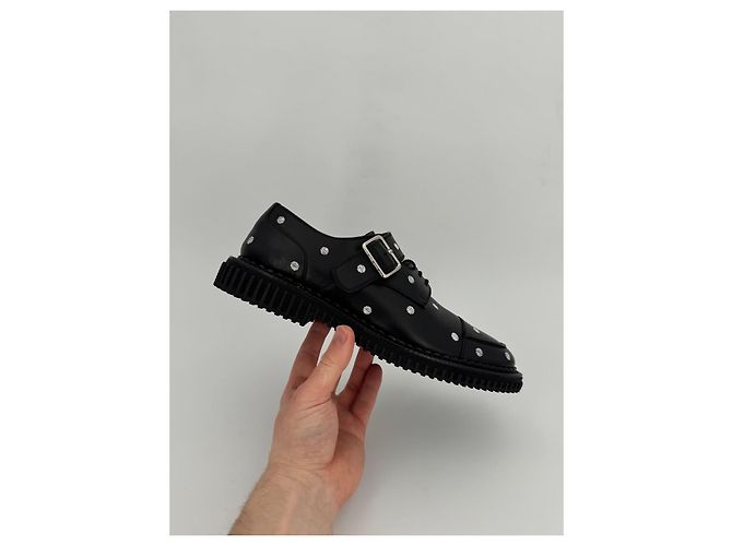 Derby Dior Homme in pelle ricamati a pois neri Nero - vista 7