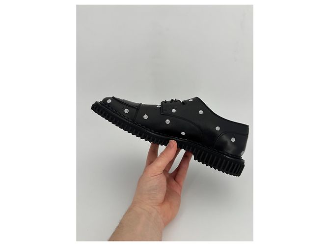 Derby Dior Homme in pelle ricamati a pois neri Nero - vista 8